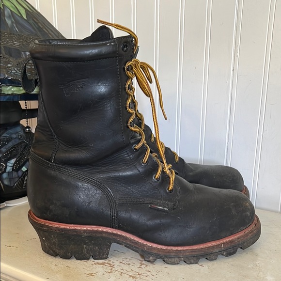 Red Wing Steel toe ASTMF 2413 Black Leather Men's Boots size 10 loggermax 4416